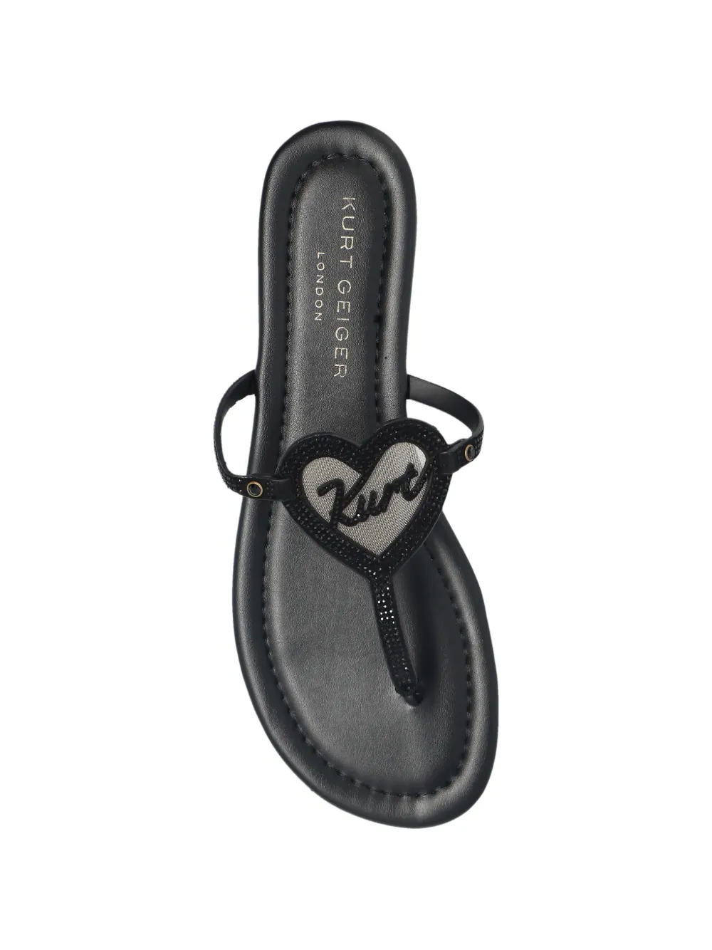 Kurt Geiger London heart-detail flat leather sandals Zwart