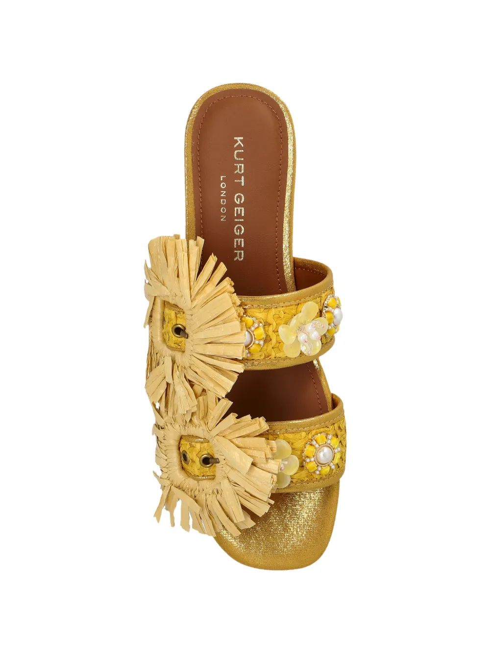 Kurt Geiger London Raffia sandalen met gesp Geel