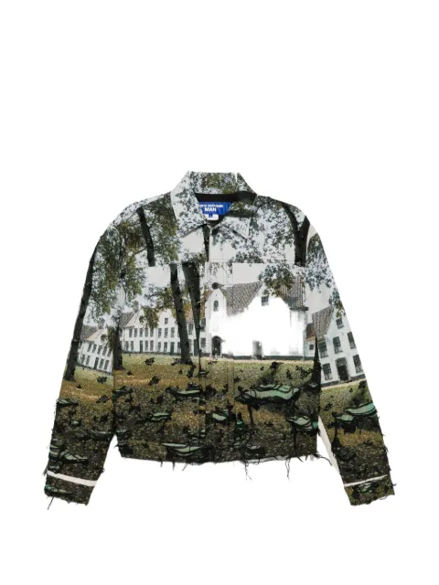 Junya Watanabe MAN graphic-embroidered distressed jacket