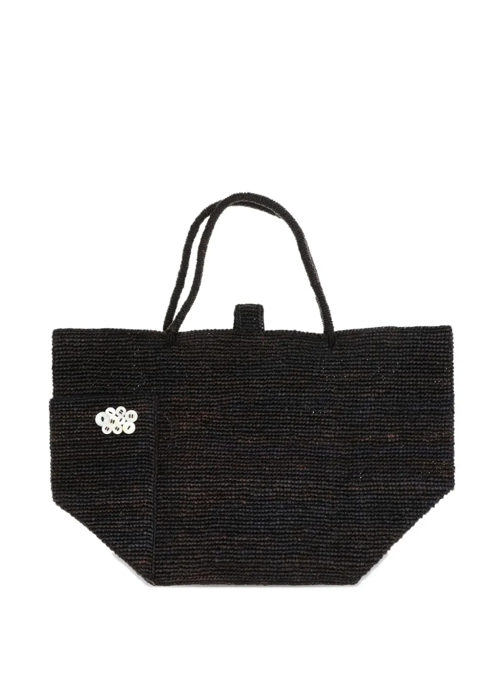 MERCIEL flower raffia tote bag - Nero