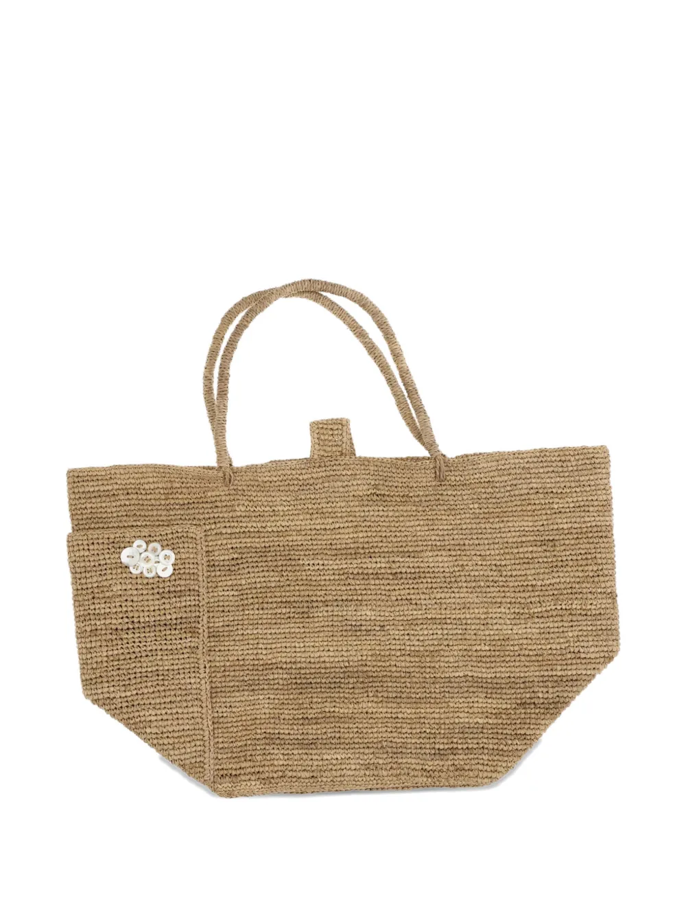 MERCIEL raffia appliqué shoulder bag - Toni neutri
