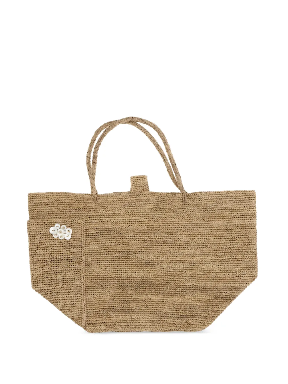 MERCIEL raffia appliqué shoulder bag