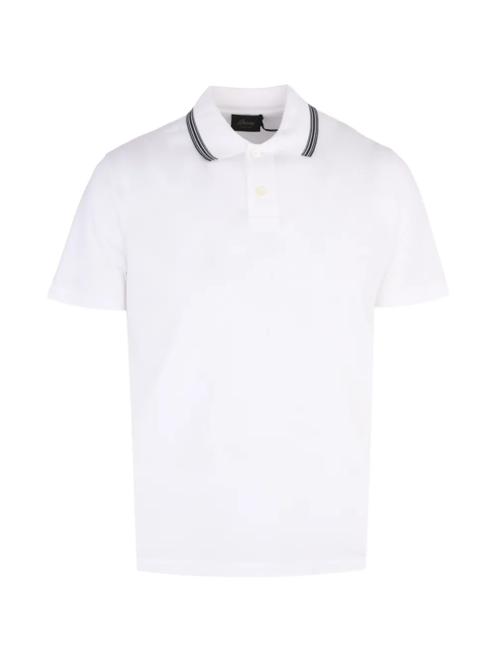 Brioni striped-trim piqué polo shirt - Weiß