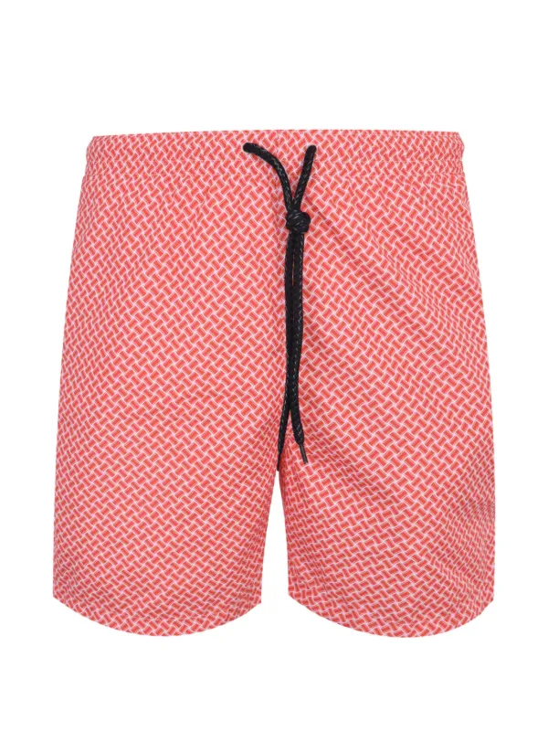 Drumohr Geometric-print Drawstring Shorts in Orange