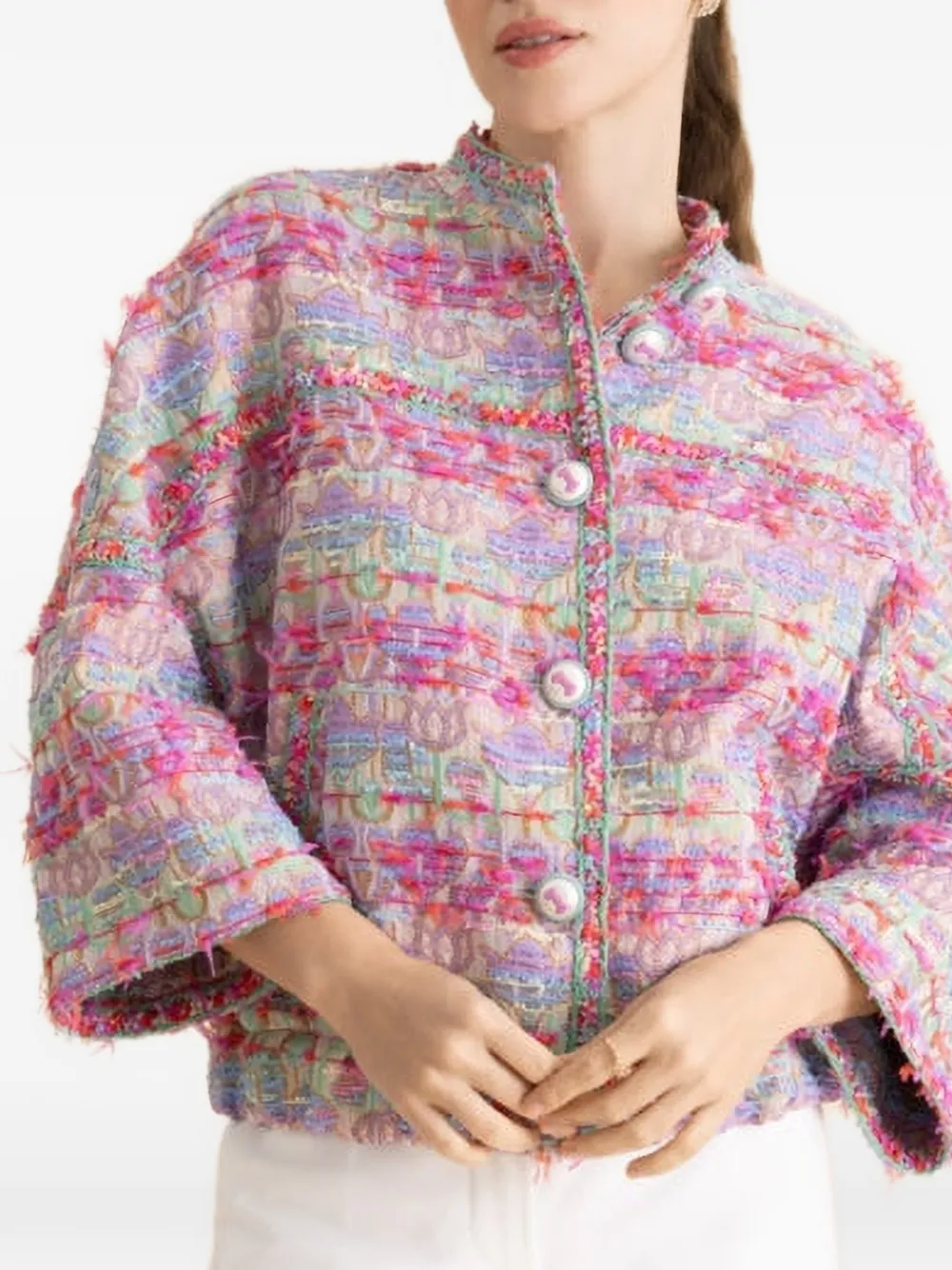 MAISON COMMON button fastening cropped jacket - Rosa