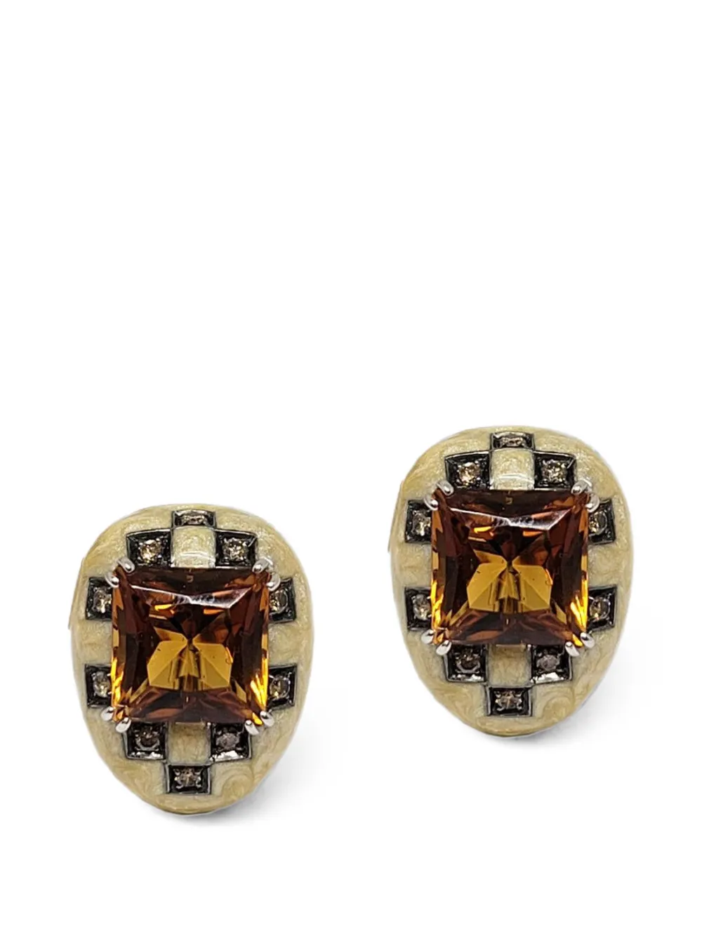 Andreoli diamond citrine square earrings - Argento