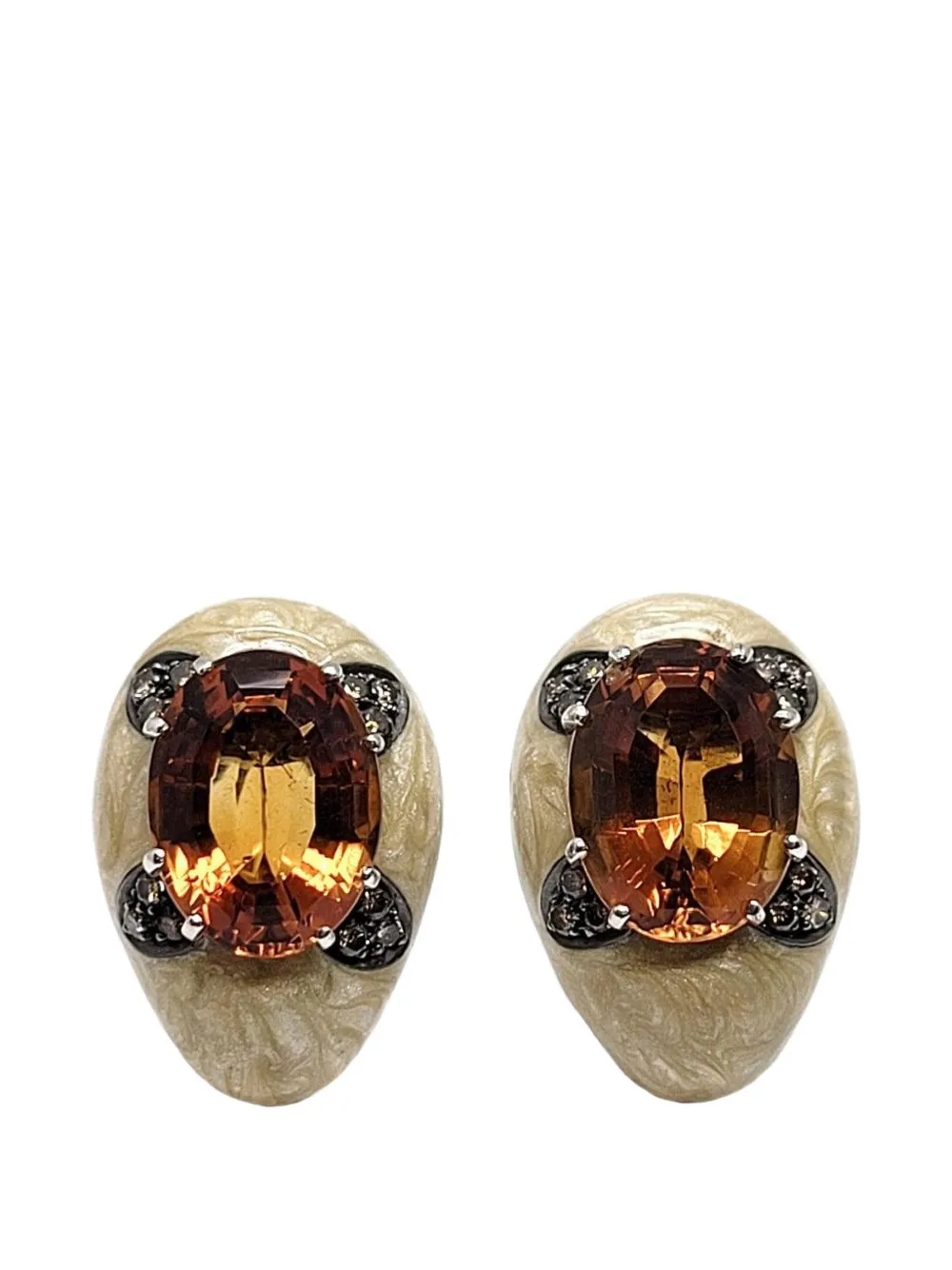 Andreoli diamond citrine oval earrings - Argento