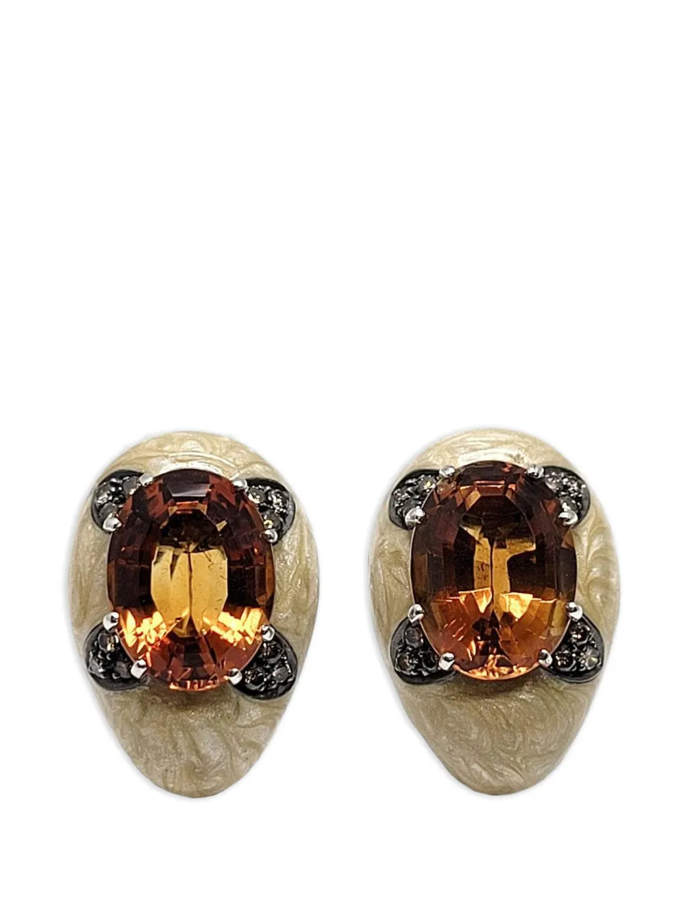 Andreoli diamond citrine oval earrings - Silber