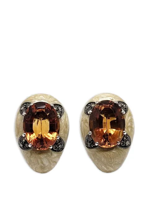 Andreoli diamond citrine oval earrings