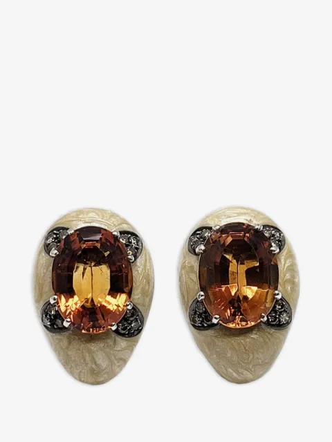 Andreoli diamond citrine oval earrings