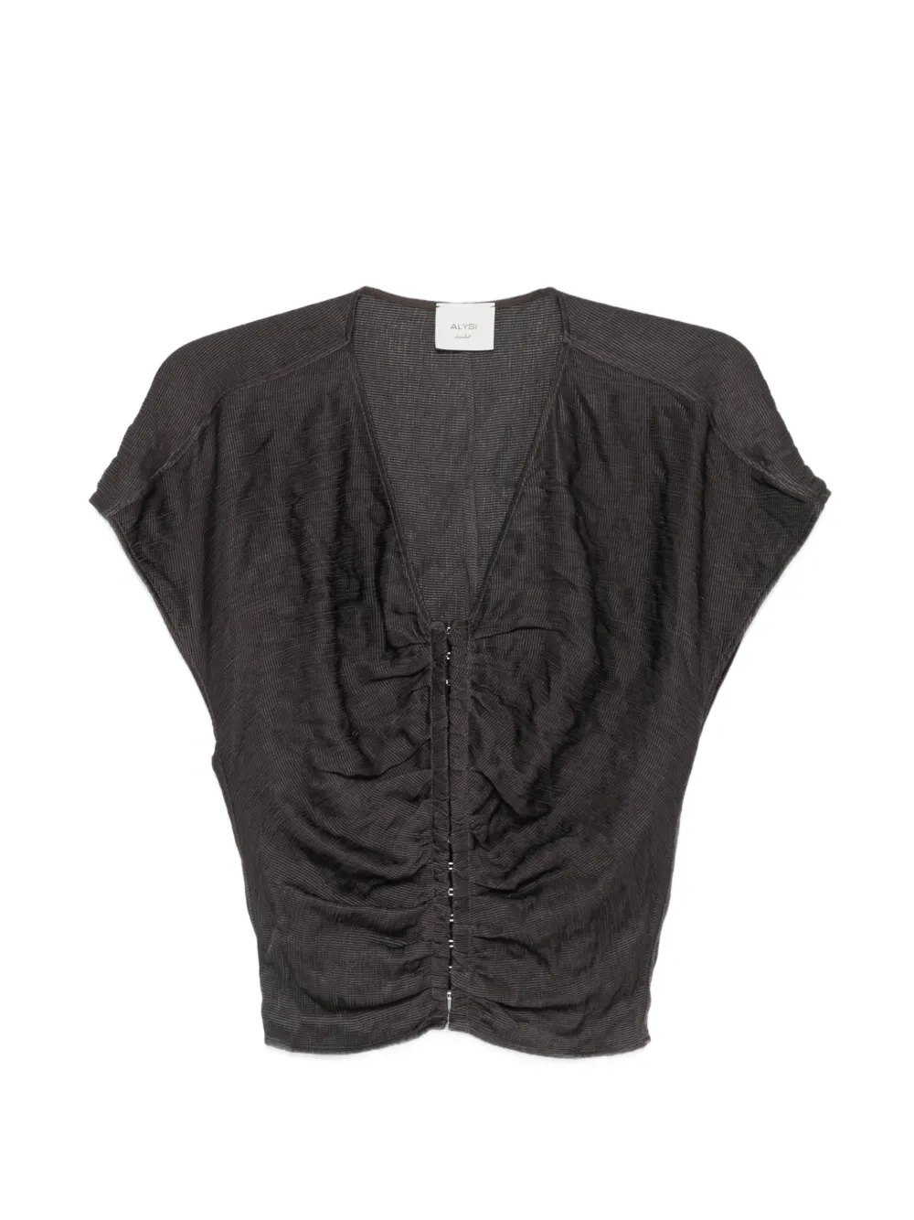 Alysi gathered V-neck blouse - Marrone