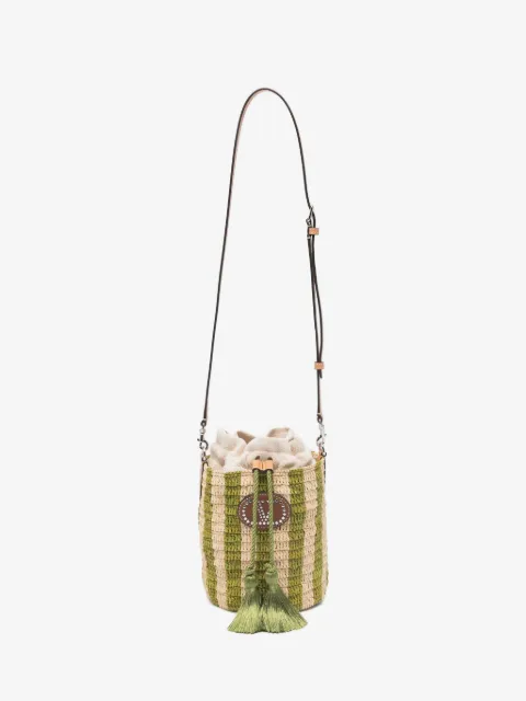 Valentino Garavani small bucket bag in striped raffia
