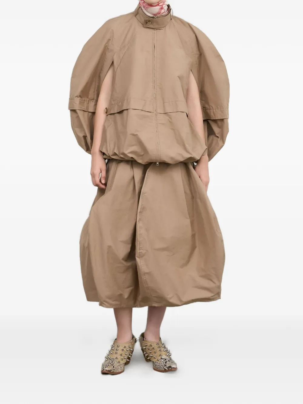  Litkovska Pleated Palloncino Midi Skirt - Neutrals 