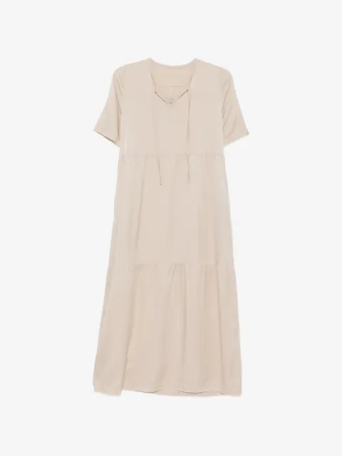 Private 0204 tiered tie midi dress