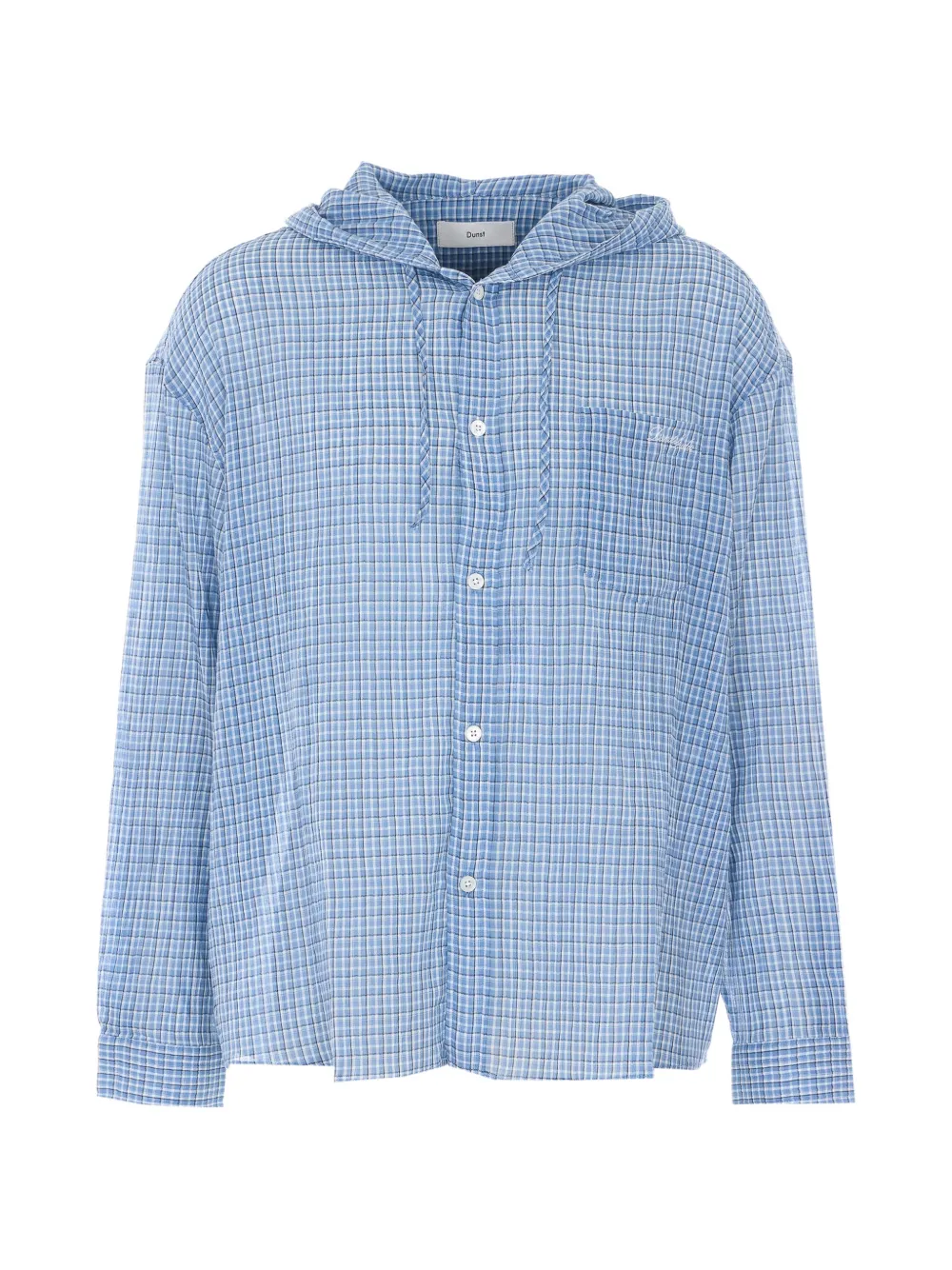 DUNST hooded check shirt - Blu