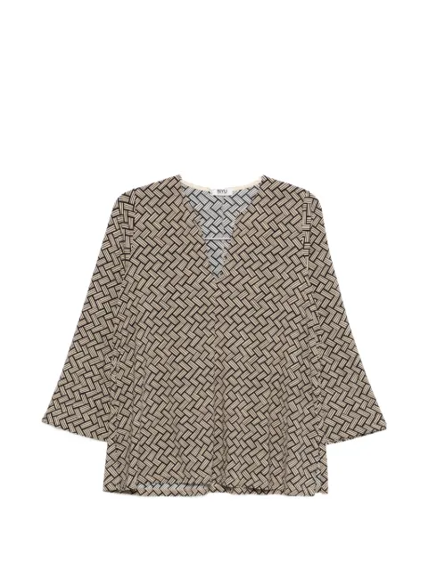 Siyu geometric-pattern V-neck blouse