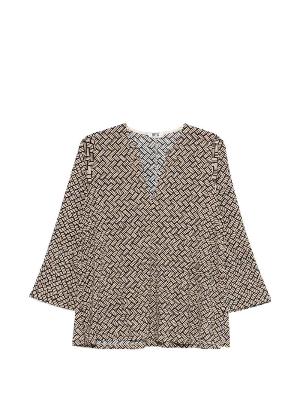 Siyu geometric-pattern V-neck blouse - Toni neutri
