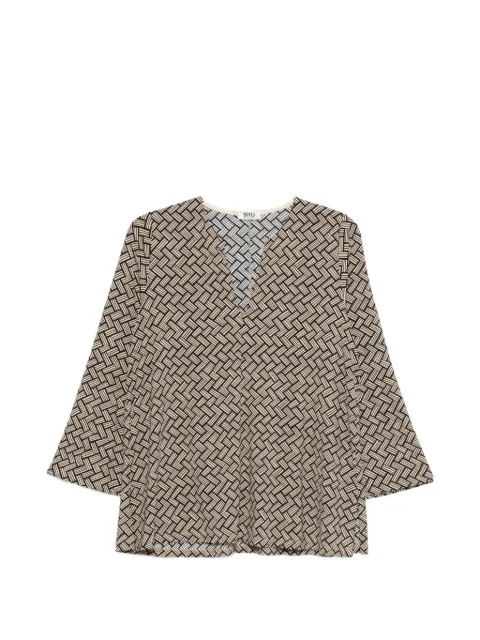 Siyu geometric-pattern V-neck blouse