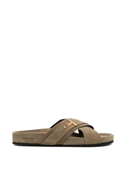 TOM FORD T logo crossover sandals