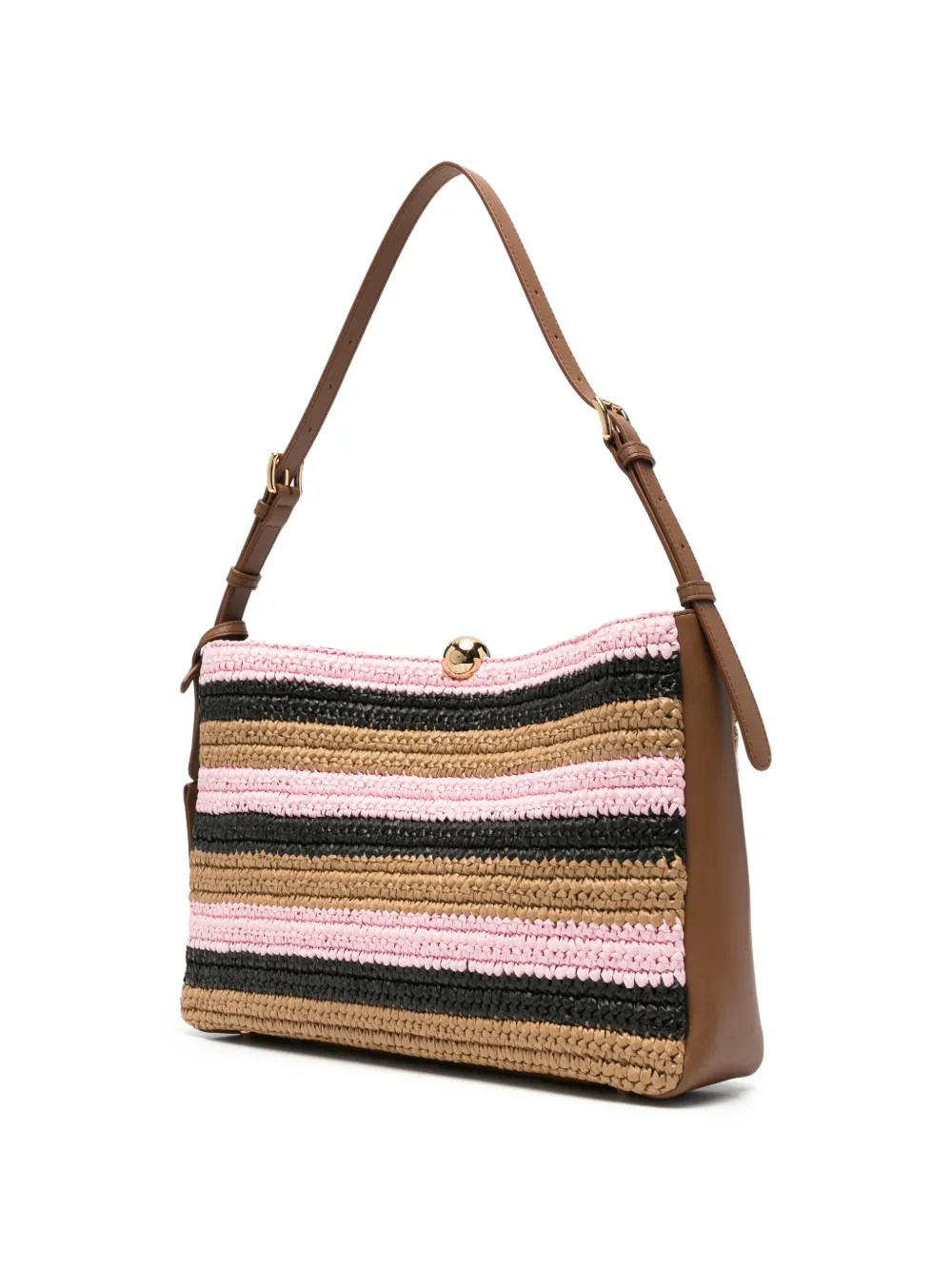 Furla Gestreepte geweven schoudertas Beige