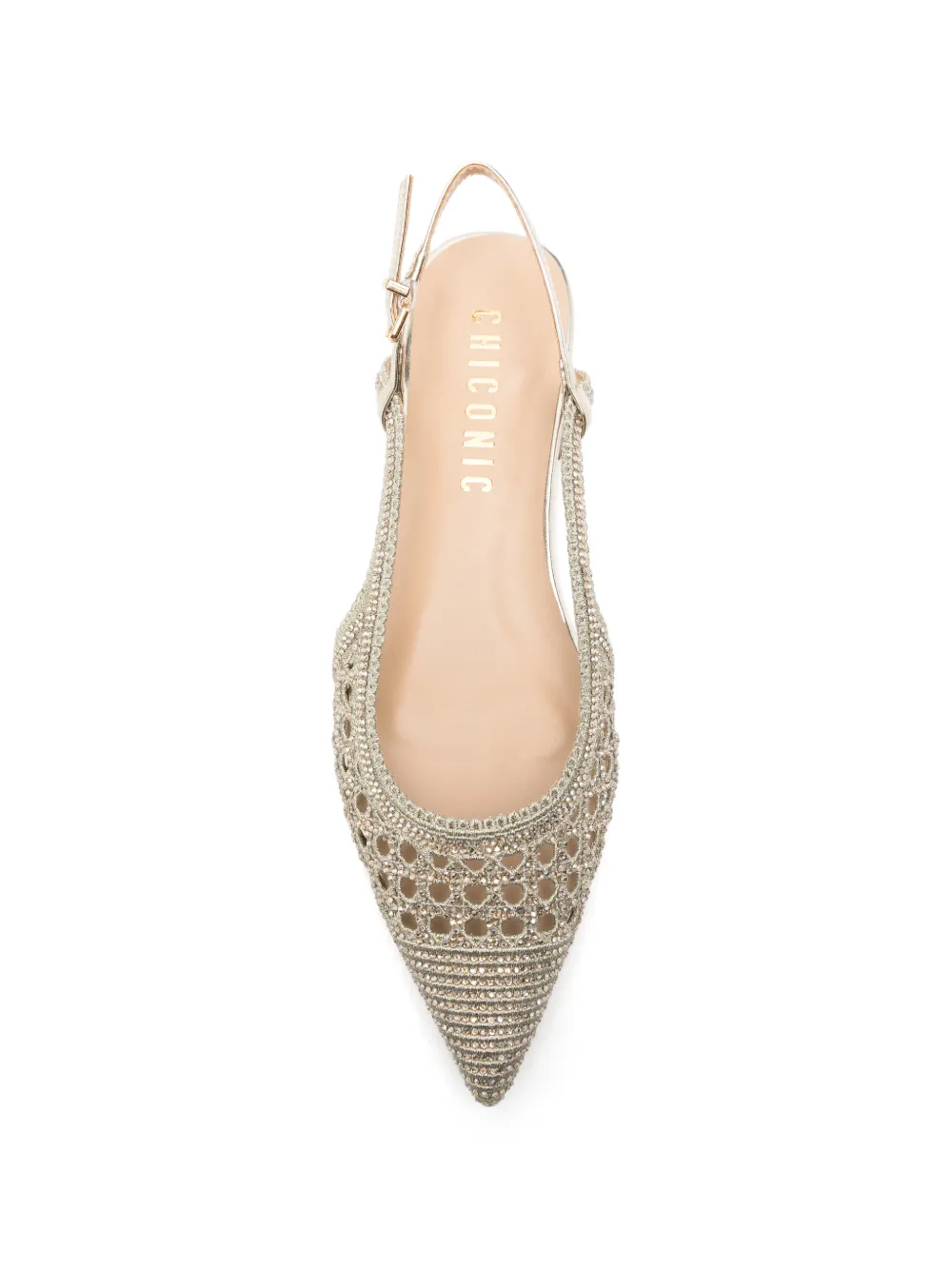 chiconic Mesh pumps met puntige neus Goud