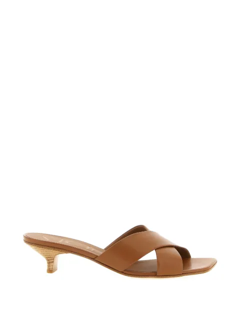 Vicini crossed bands square toe mules