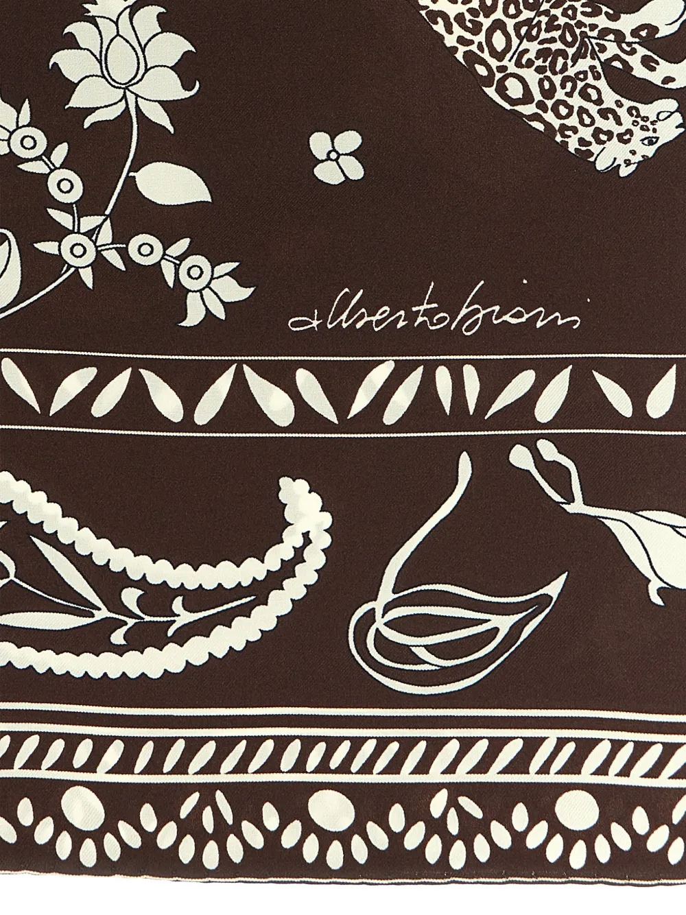  Alberto Biani Patterned Silk Scarf - Brown 