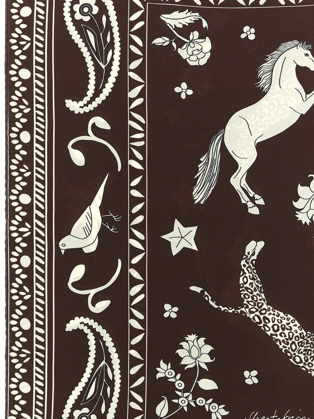  Alberto Biani Patterned Silk Scarf - Brown 