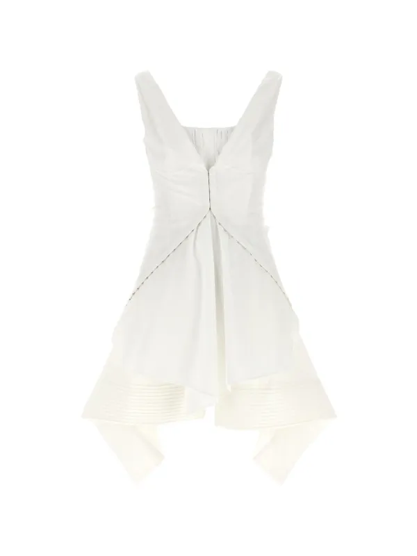 Alexander McQueen ノースリーブ ワンピース ホワイト Alexander McQueen Gathered Mini Dress | White | FARFETCH
