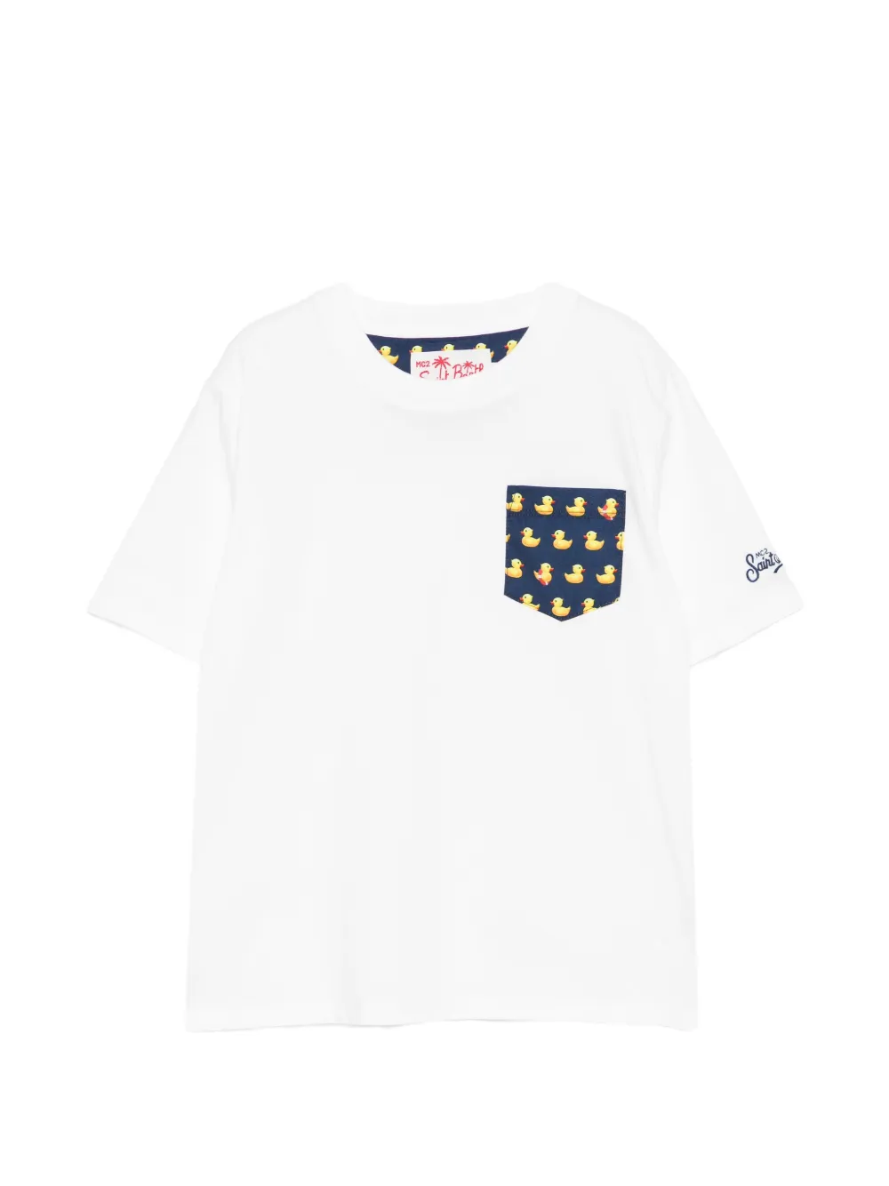 MC2 Saint Barth Kids Kea duck-print pocket T-shirt - Bianco
