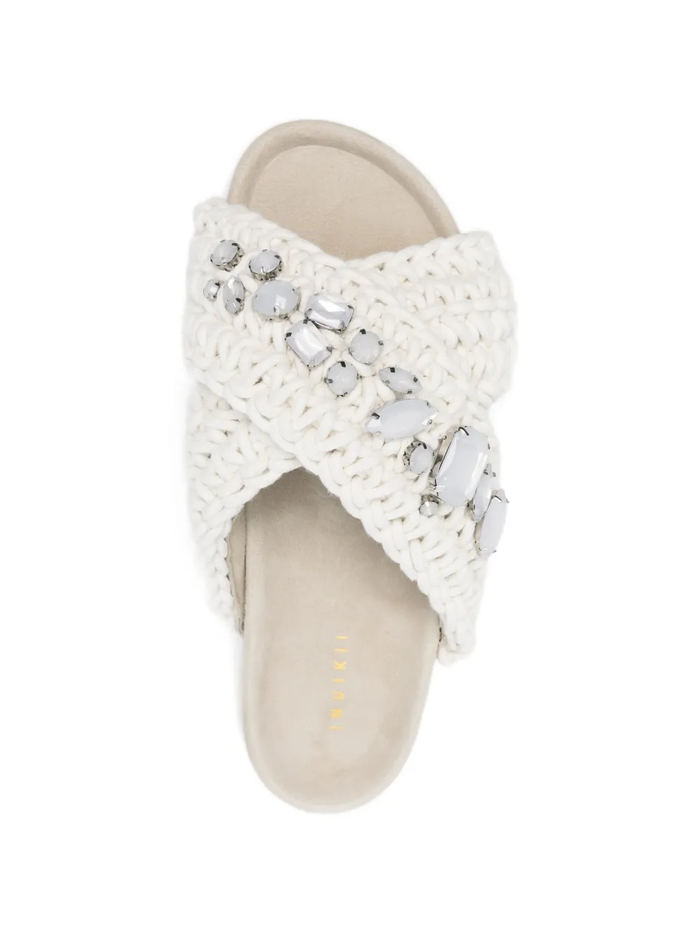 Inuikii crystal-embellished woven sandals Wit