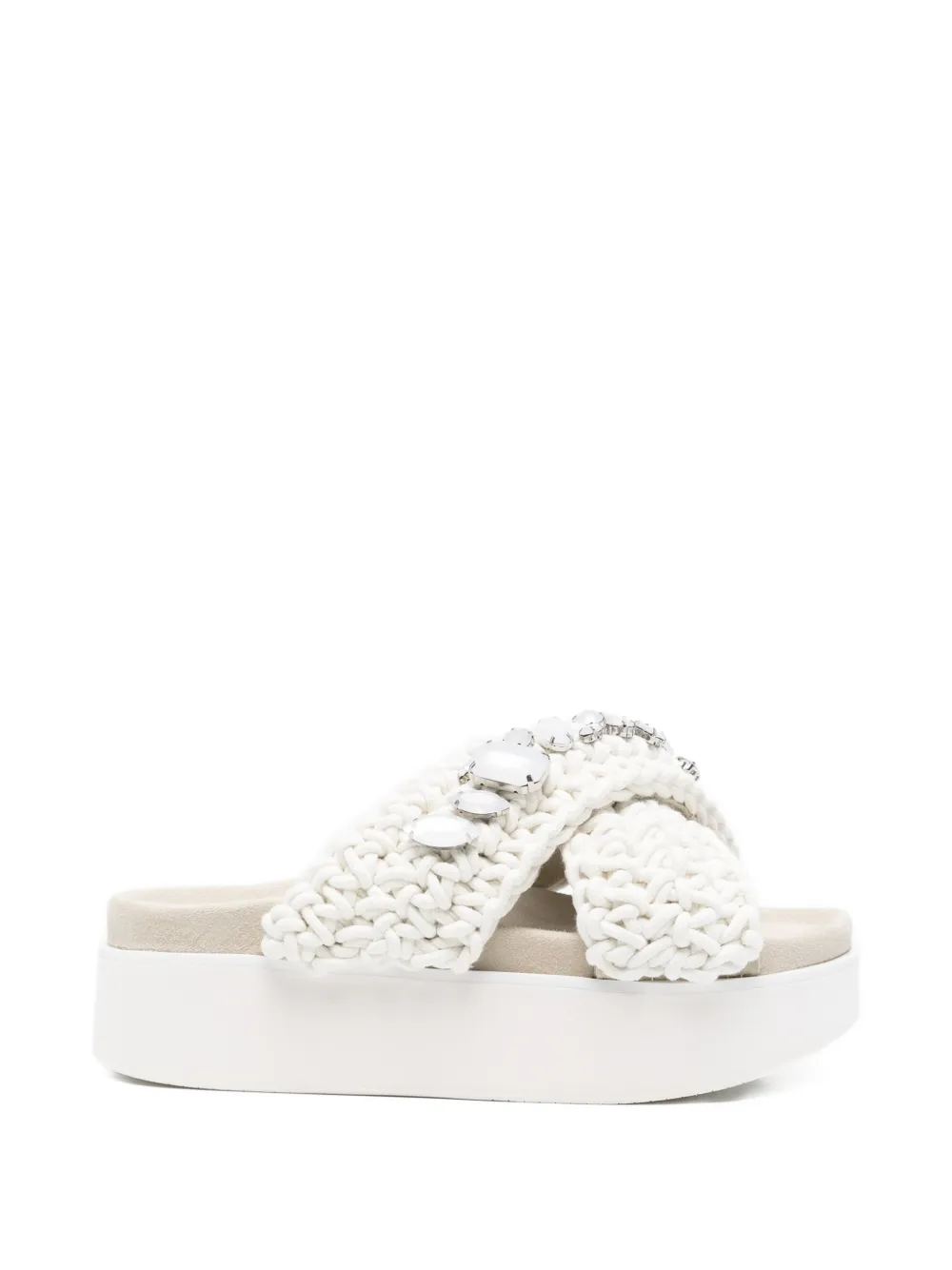 Inuikii crystal-embellished woven sandals - White