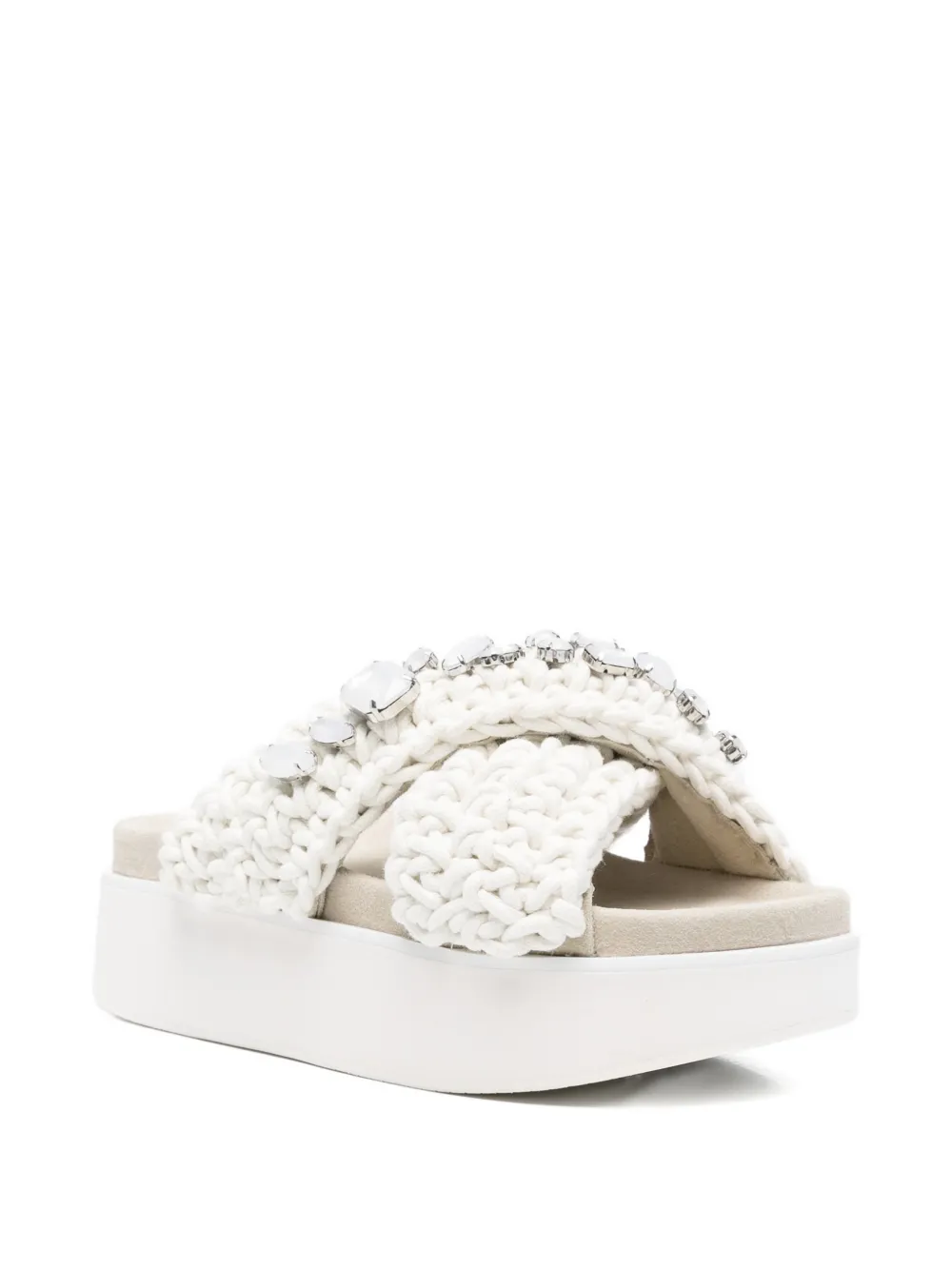 Inuikii crystal-embellished woven sandals Wit