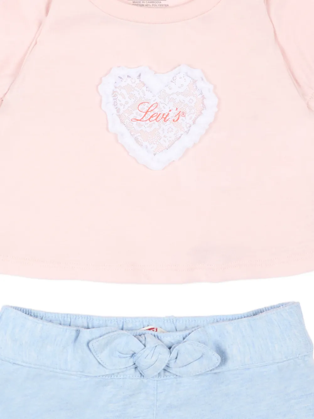 Levi's Kids Romper met ruches en hartapplicatie Roze