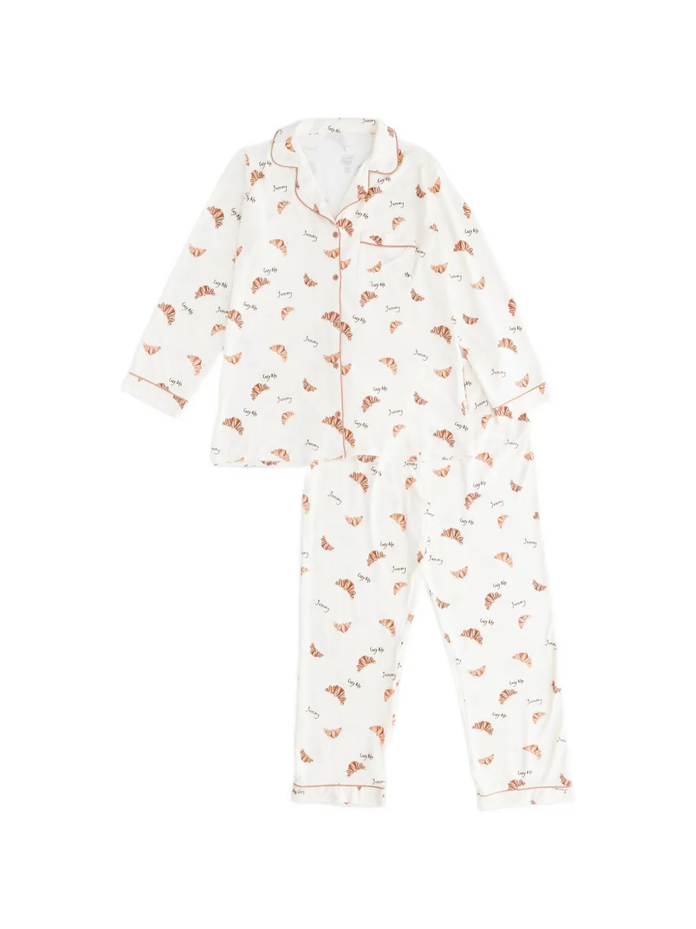 Cozy Crew Club croissant-print pajamas - Nude