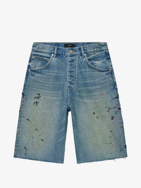 Purple Brand beaded splatter raw-cut shorts
