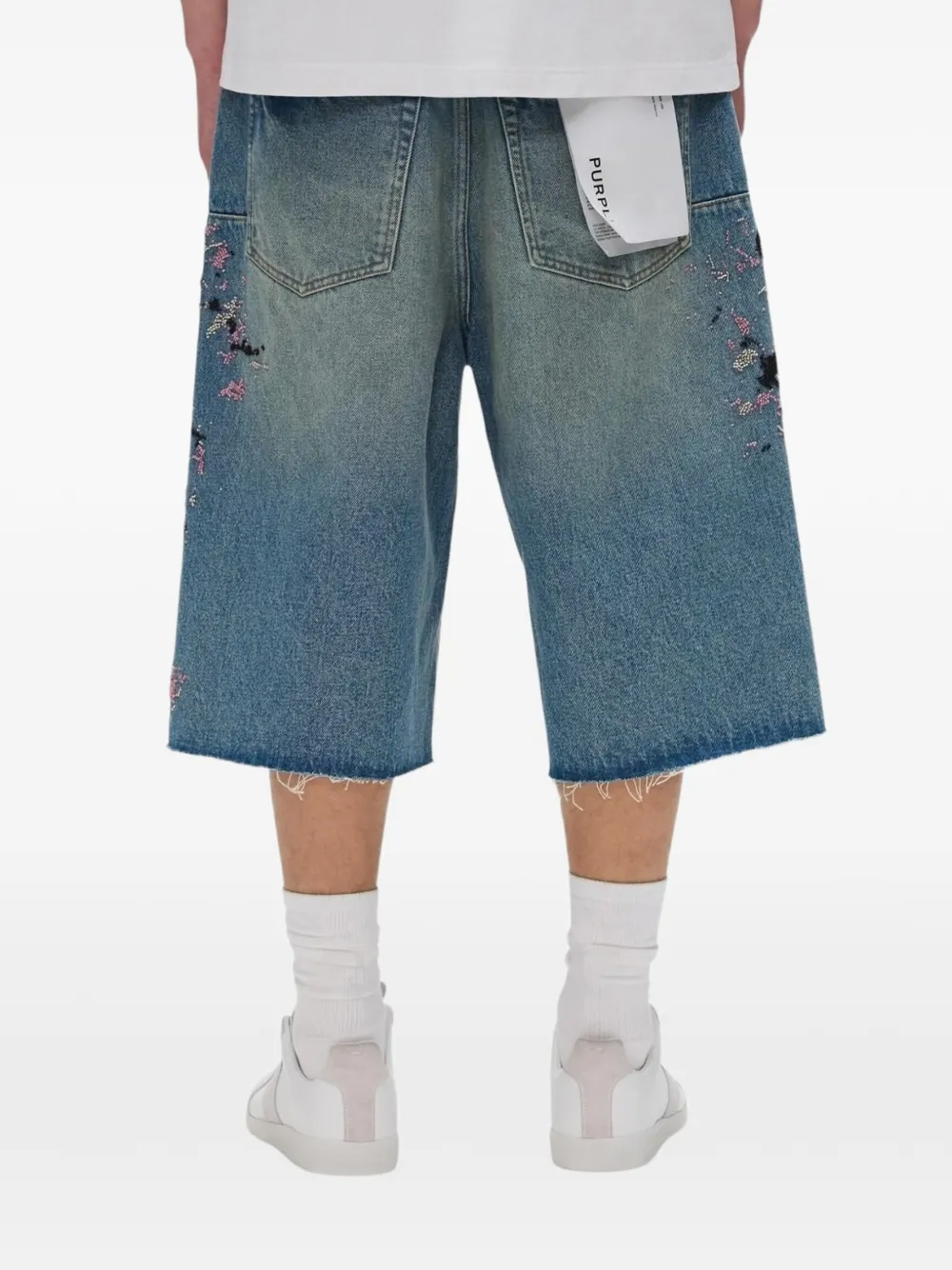 Purple Brand Gerafelde shorts met kralen Blauw