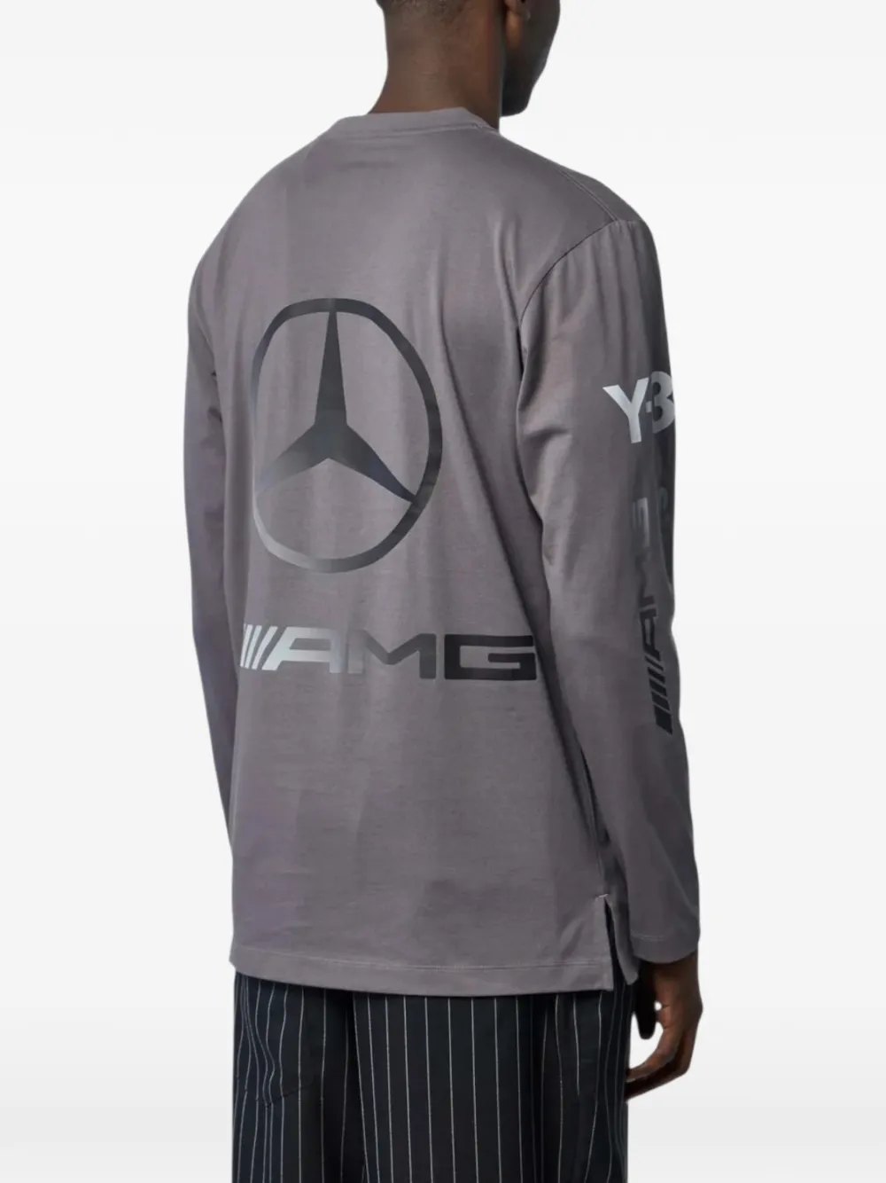 Y-3 x Mercedes Chaos grafische prints T-shirt met lange mouwen Grijs