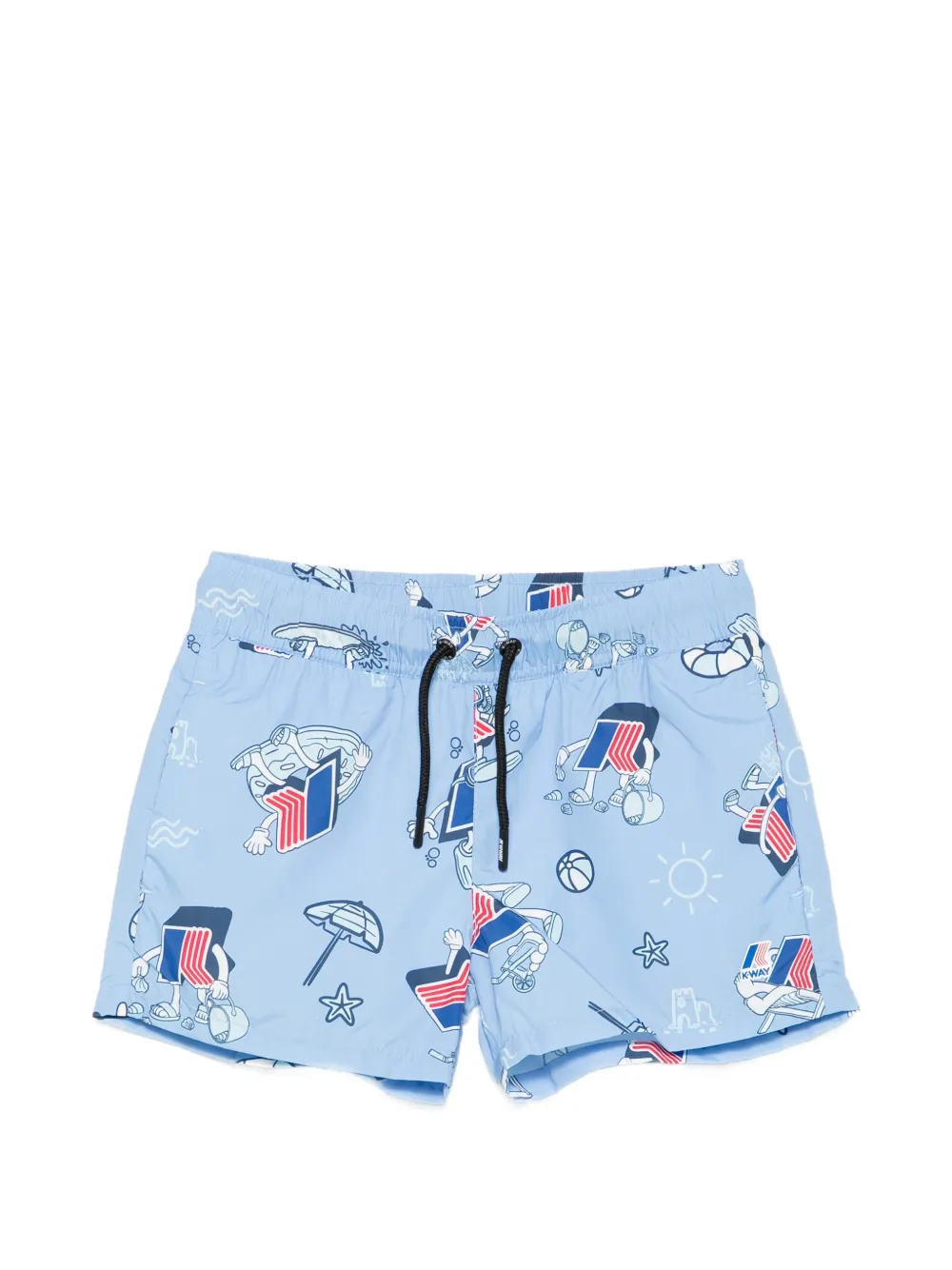 K Way Kids drawstring printed swim shorts - Blu