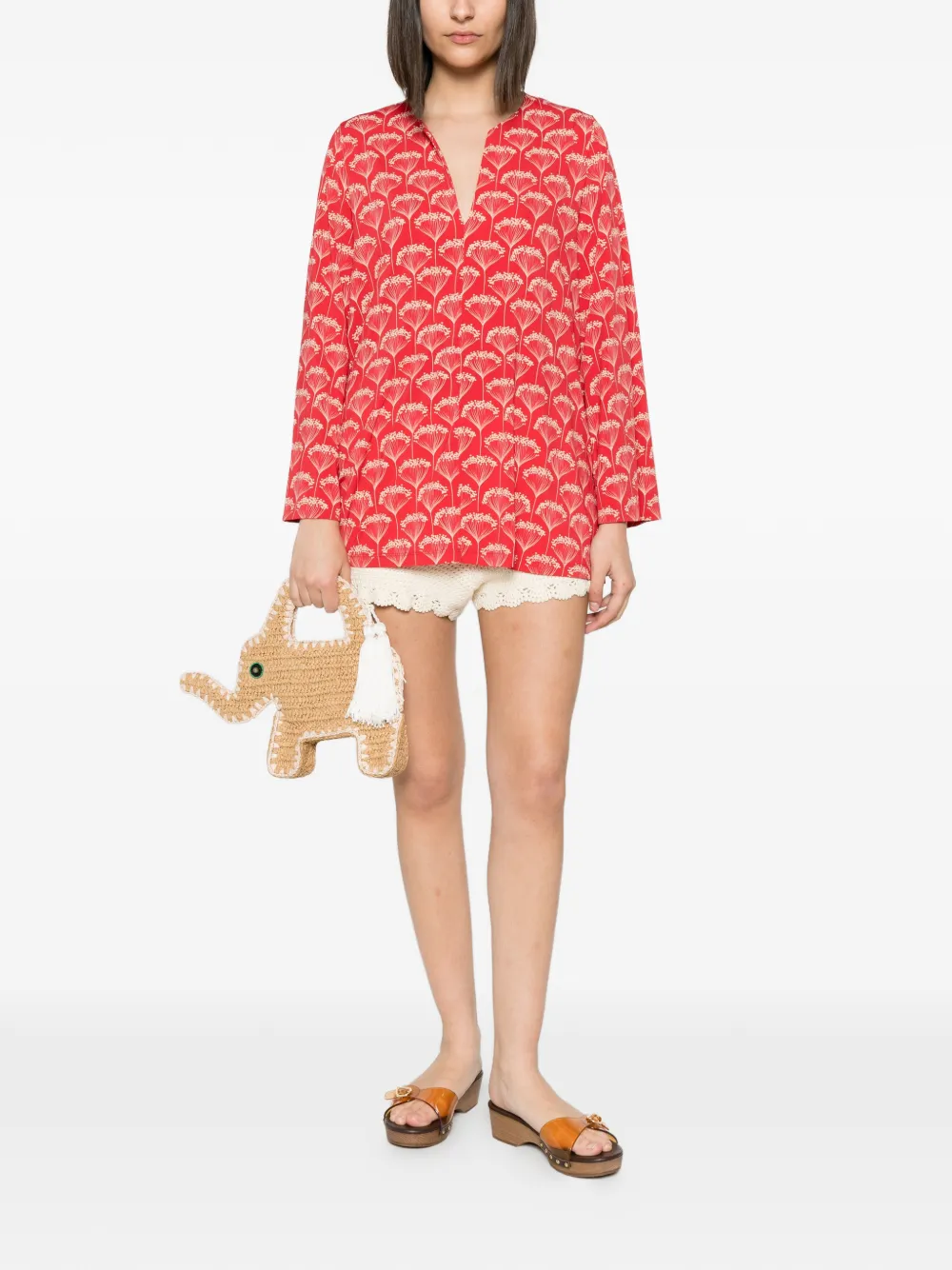 Siyu Blouse met V-hals - Rood