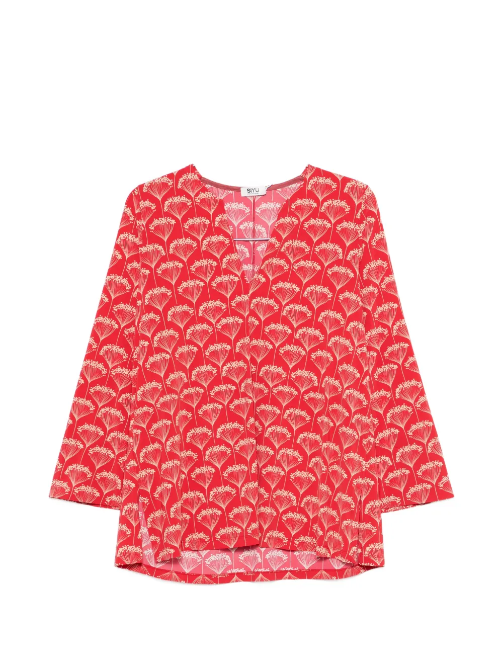 Siyu floral-print V-neck blouse - Rosso