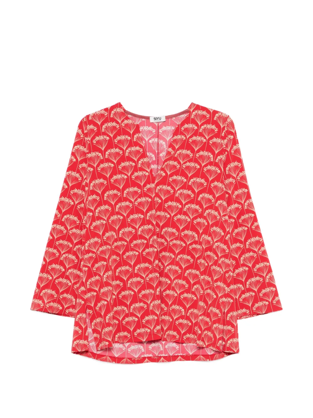 Siyu floral-print V-neck blouse - Rosso