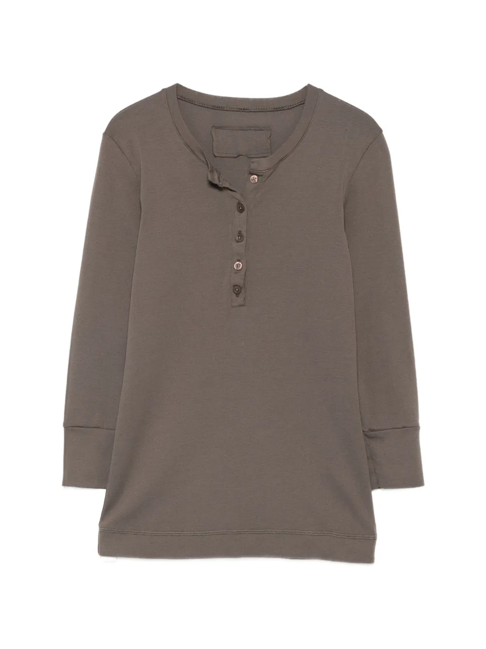 Private 0204 buttoned Henley T-shirt - Marrone