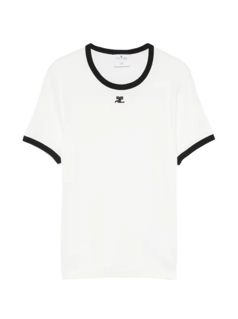 Courrèges Signature logo-patch contrast-trim T-shirt