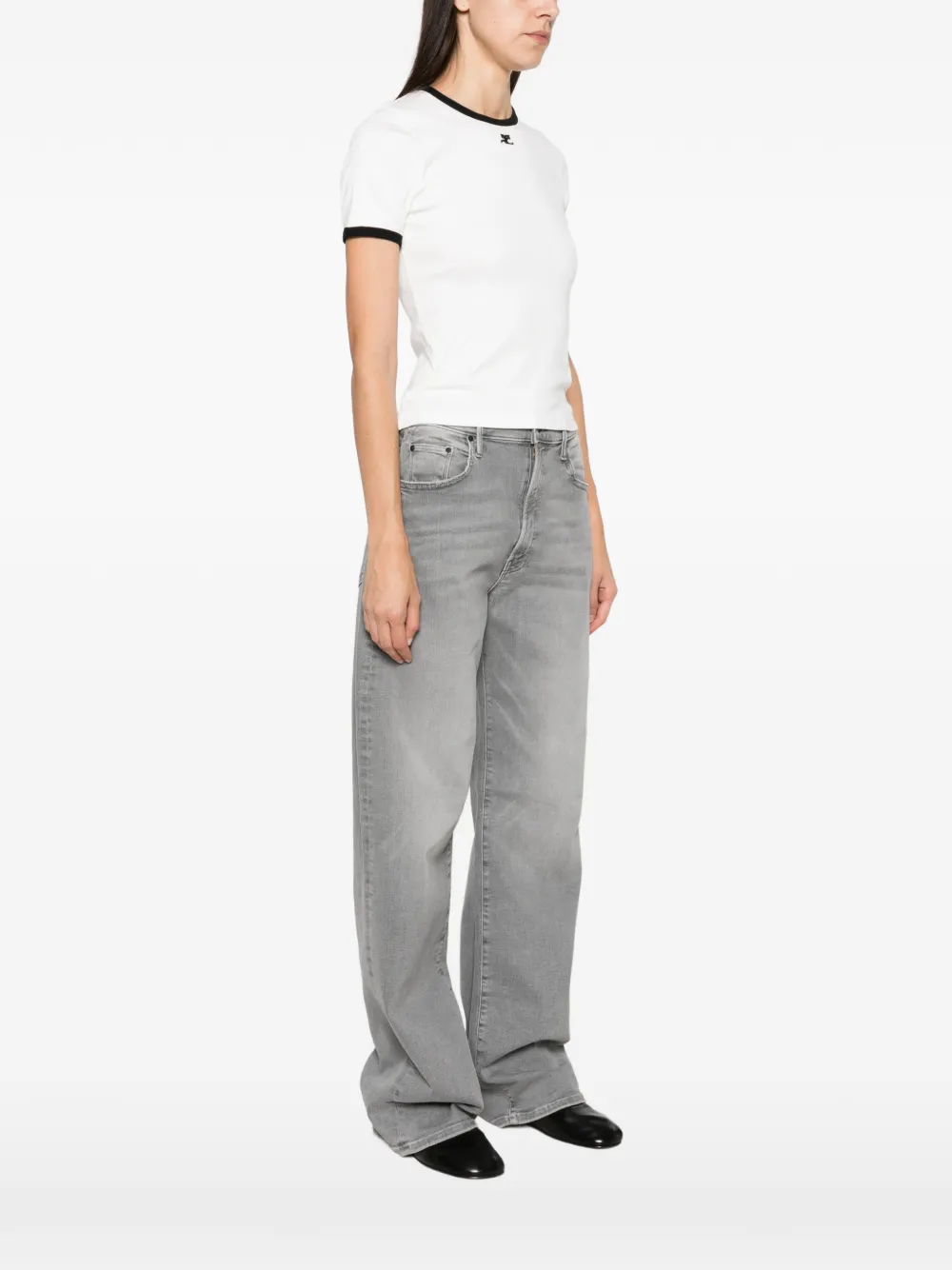 Courrèges T-shirt met geborduurd logo Wit