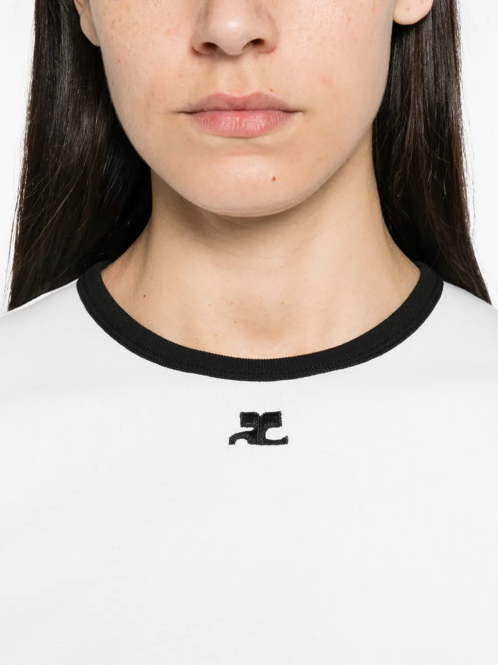 Courrèges T-shirt met geborduurd logo Wit