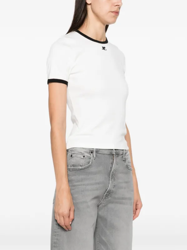 Courrèges Signature Contrast T-shirt | White | FARFETCH