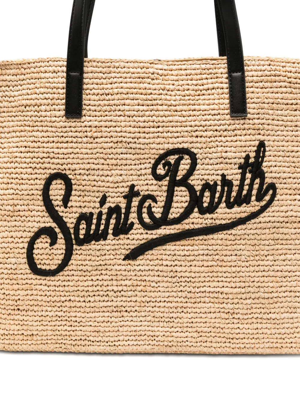 MC2 Saint Barth Raffia City shopper met geborduurd logo Beige