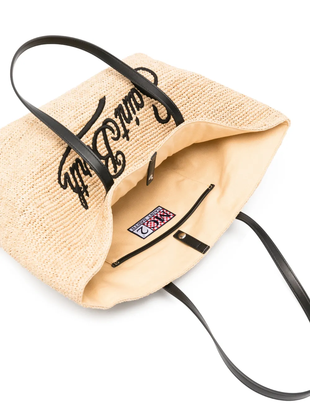 MC2 Saint Barth Raffia City shopper met geborduurd logo Beige