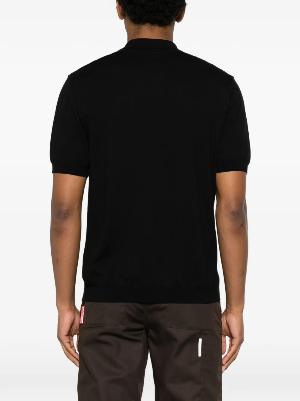 C.P. Company Boston gebreid poloshirt met logopatch Zwart